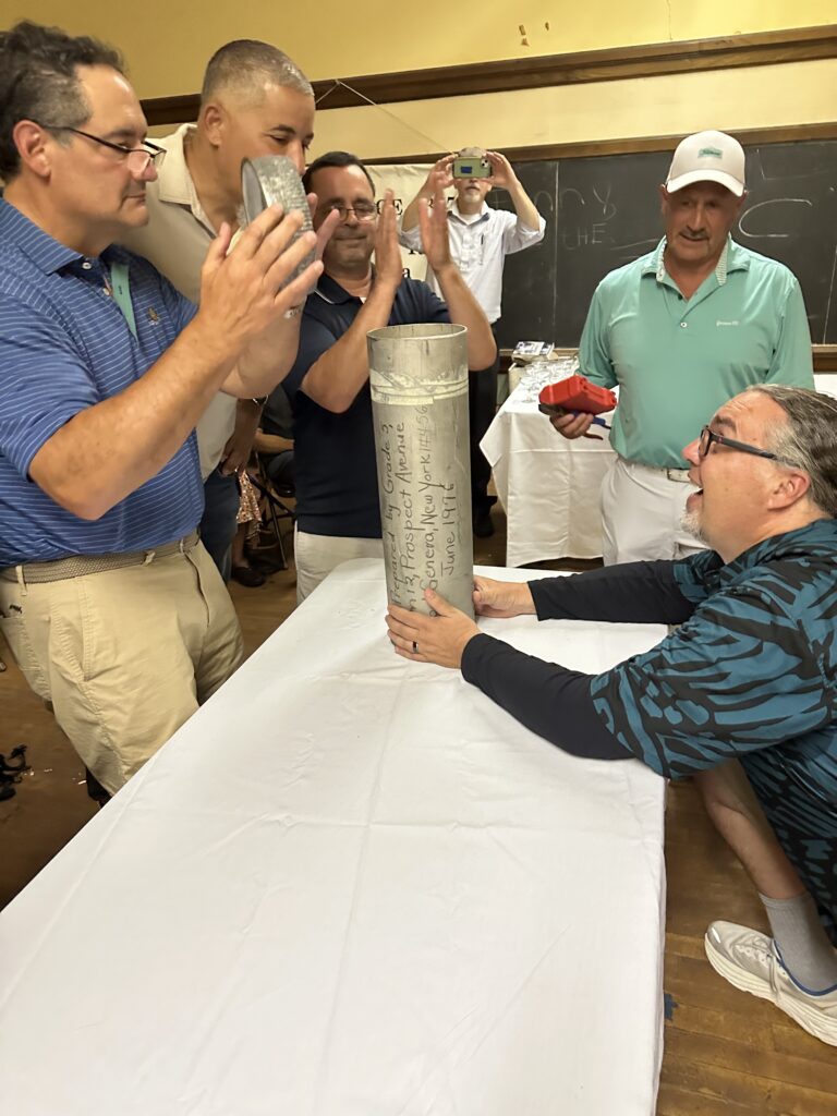 The moment the time capsule was opened.